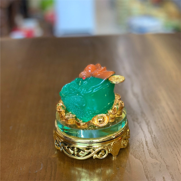 Cóc/ Thiềm Thừ Phong Thuỷ Xoay Đế Kính Xanh