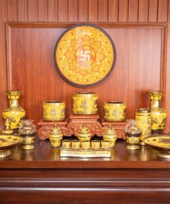 Bộ Đồ Thờ Gia Tiên Sứ Vàng Kim Sa