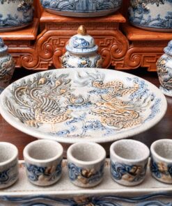 Bộ Đồ Thờ Gia Tiên Men Rạn Đắp Nổi BTGTMRDN4