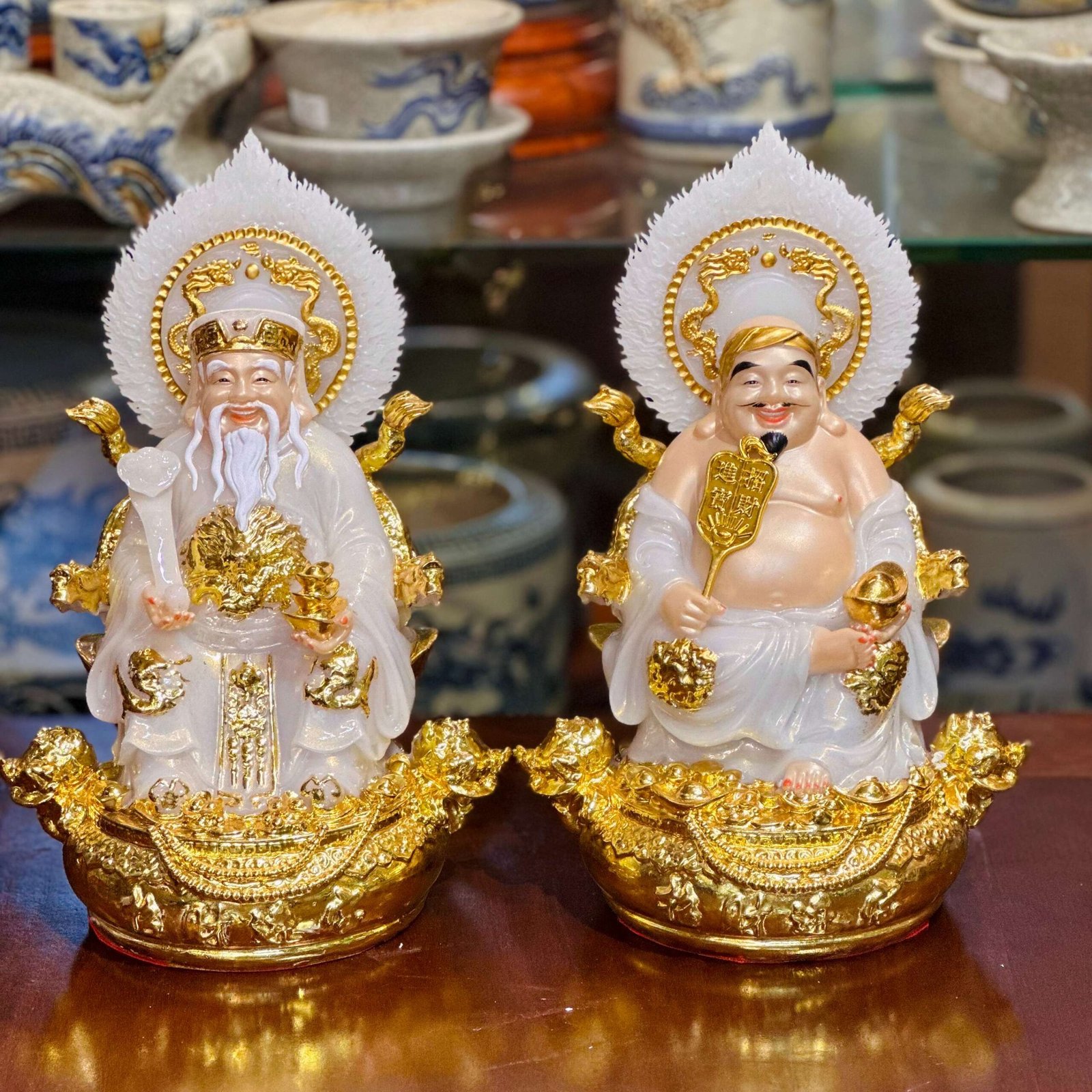 Tượng Thần Tài Thổ Địa Hiệu Ứng Đồng Trắng