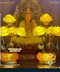 Đèn Thờ Hoa Sen 5 Bông Lưu Ly Đài Sen