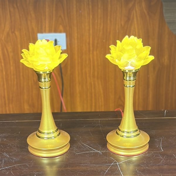 Đèn Thờ Hoa Sen 1 Bông Lưu Ly Thân Hợp Kim