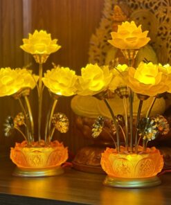 Đèn Thờ Hoa Sen 5 Bông Lưu Ly Đài Sen