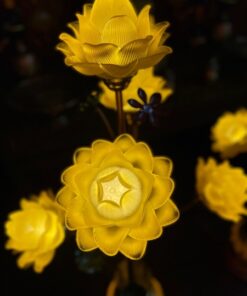 Đèn Thờ Hoa Sen 5 Bông Lưu Ly Thân Ngọc Vàng