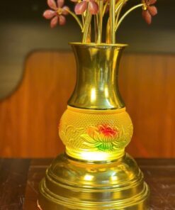 Đèn Thờ Hoa Sen 7 Bông Lưu Ly Gấm Vàng