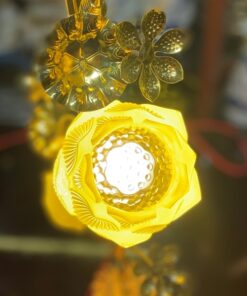 Đèn Thờ Hoa Sen 3 Bông Lưu Ly Thân Cong Pha Lê