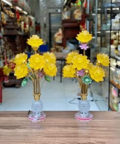 Đèn Thờ Hoa Sen Lưu Ly Thân Pha Lê