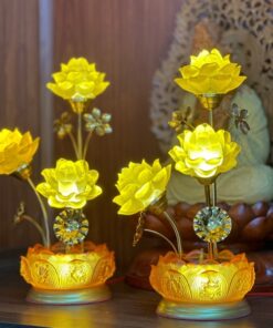 Đèn Thờ Hoa Sen 3 Lưu Ly Bông Đài Sen