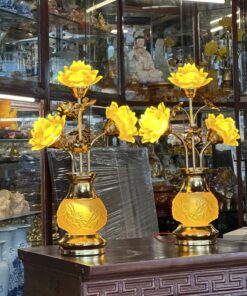 Đèn Thờ Hoa Sen 3 Bông Lưu Ly Minh Liên