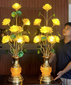 Đèn Thờ Hoa Sen 9 Bông Lưu Ly Thân Lưu Ly V9