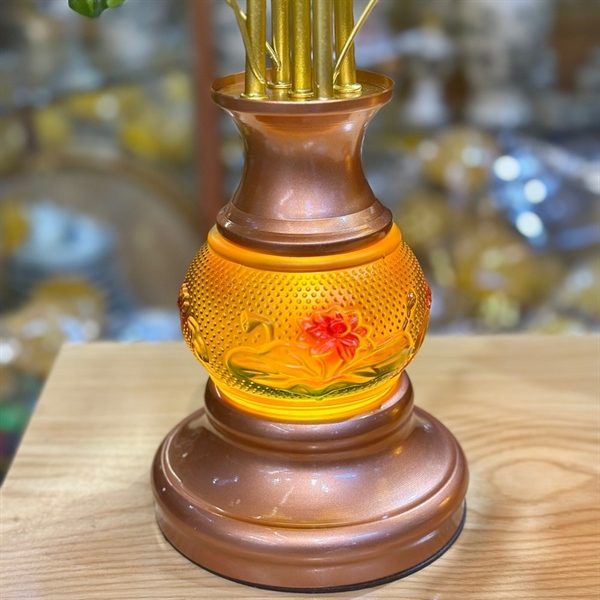 Đèn Thờ 5 Bông Lưu Ly Hoa Sen Gấm Vàng
