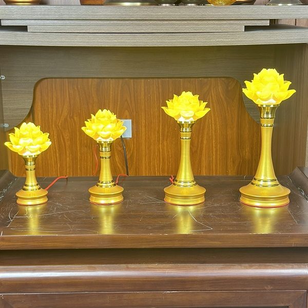 Đèn Thờ Hoa Sen 1 Bông Lưu Ly Thân Hợp Kim