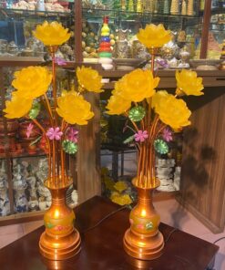 Đèn Thờ Hoa Sen 7 Bông Lưu Ly Thân Ngọc