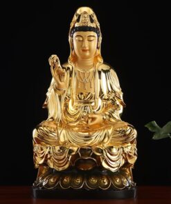 Tượng Phật Quan Âm Ngồi Bệ Sen Vàng