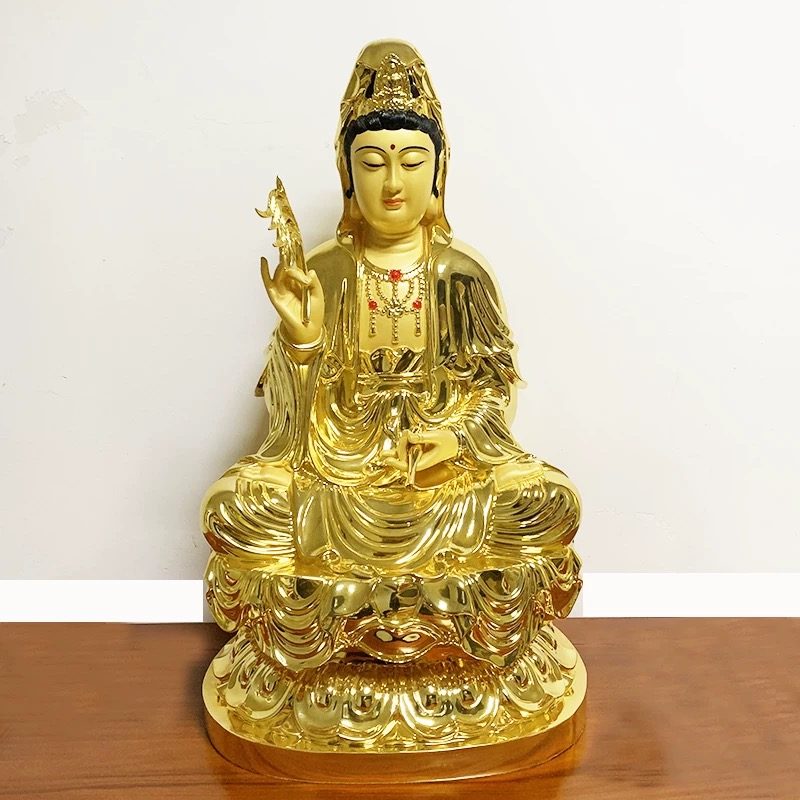 Tượng Phật Quan Âm Ngồi Bệ Sen Vàng