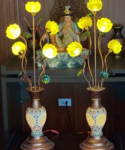 Đèn Thờ Hoa Sen 5 Bông Lưu Ly Thân Sứ Đuôi Cá