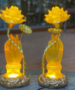 Đèn Thờ Hoa Sen Lưu Ly Tay Phật Cầm Hoa