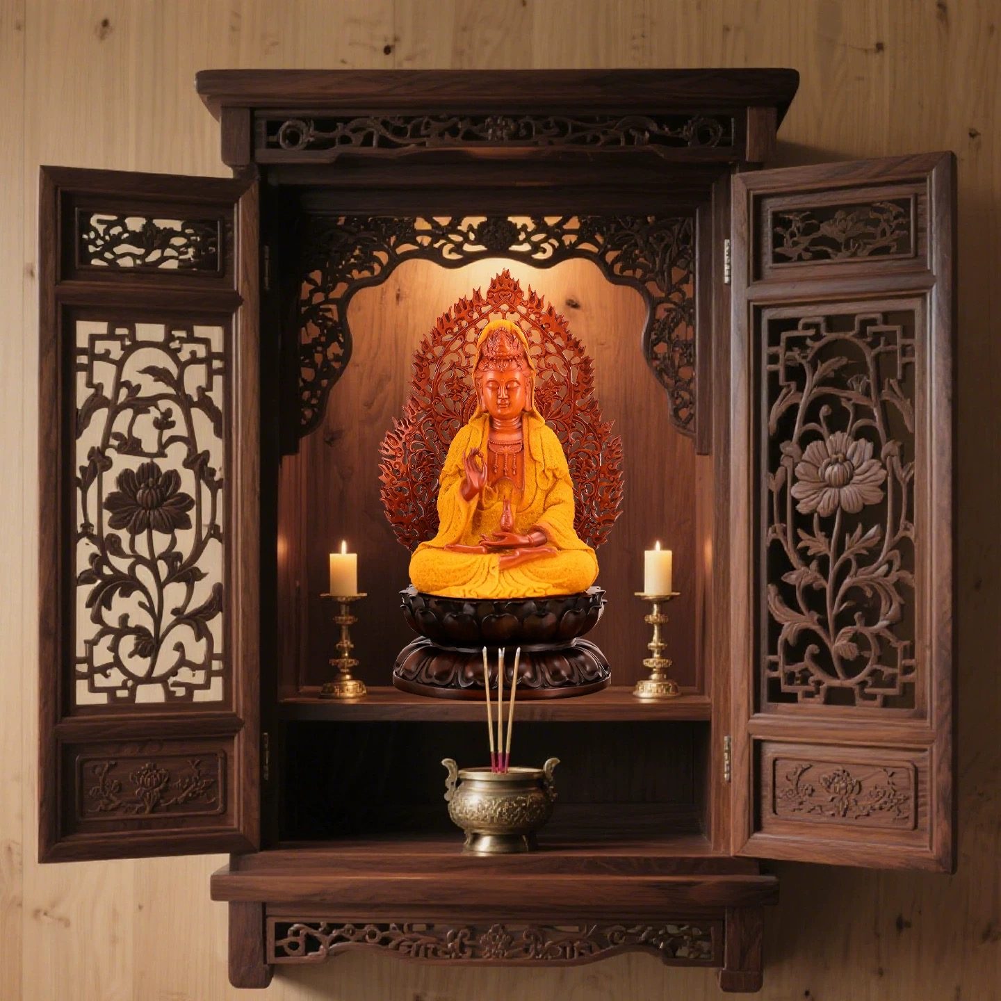 Tượng Phật Bà Quan Âm Gỗ Dát Kim