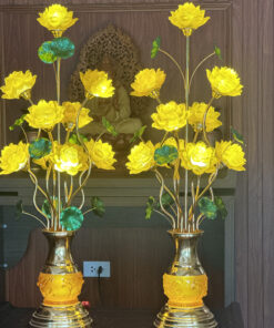 Đèn Thờ Hoa Sen 9 Bông Lưu Ly Thân Lưu Ly V9