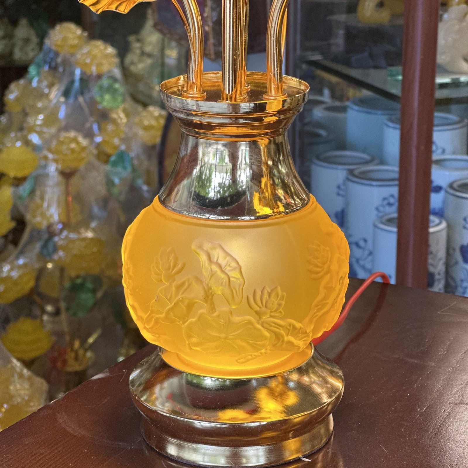 Đèn Thờ Hoa Sen 3 Bông Lưu Ly Minh Liên