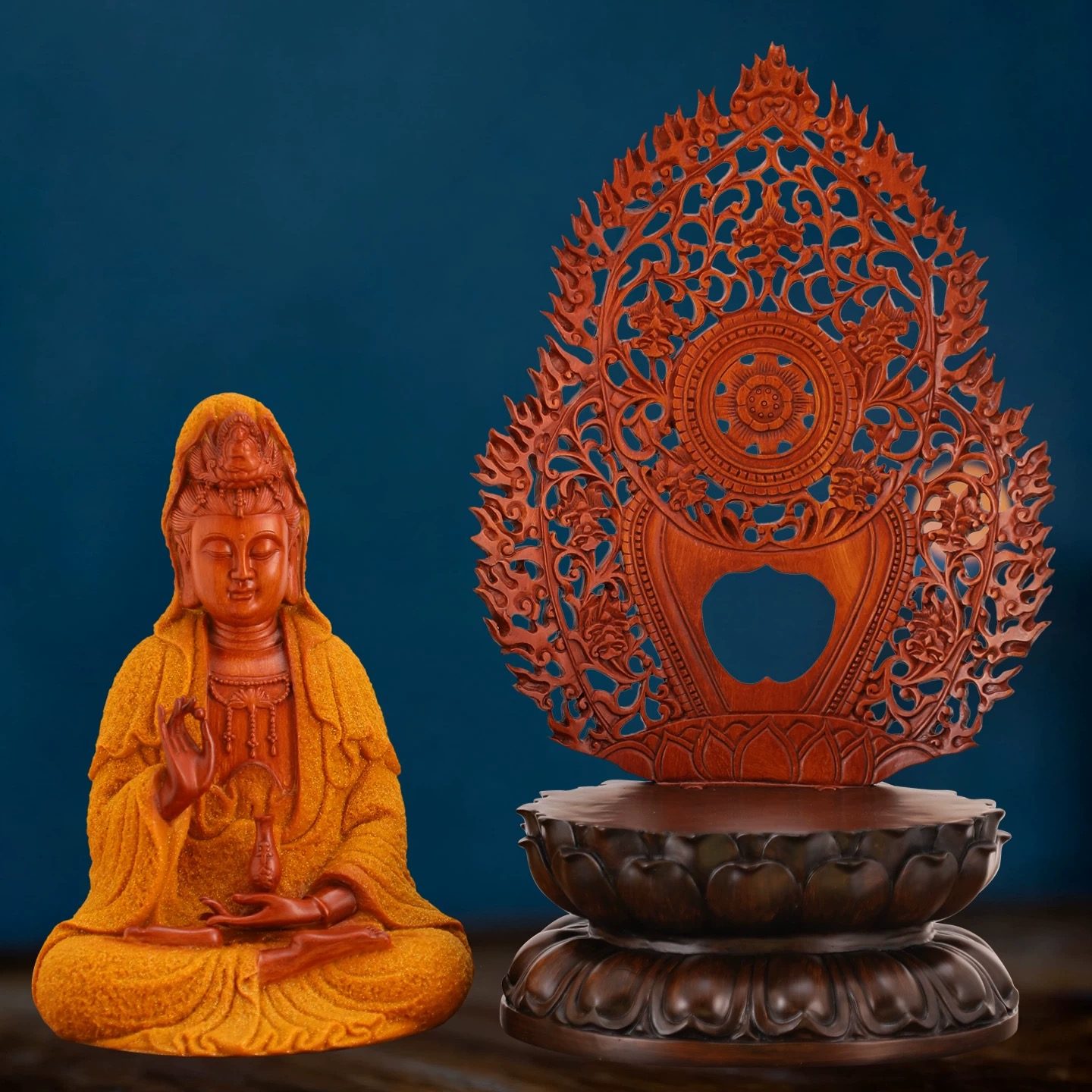Tượng Phật Bà Quan Âm Gỗ Dát Kim