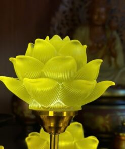 Đèn Thờ Hoa Sen 7 Bông Lưu Ly Gấm Vàng