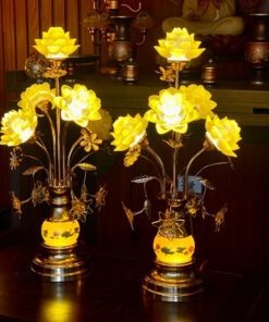 Đèn Thờ Hoa Sen 5 Bông Lưu Ly Thân Rủ