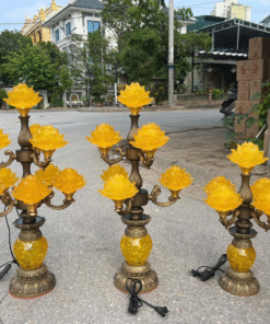 Đèn Thờ Hoa Sen 5 Bông Lưu Ly Tịch Chiếu