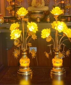 Đèn Thờ Hoa Sen 5 Bông Lưu Ly Thân Rủ