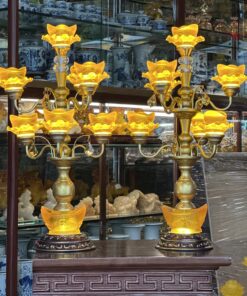 Đèn Thờ Hoa Sen 7 Bông Lưu Ly Kim Nguyên Bảo