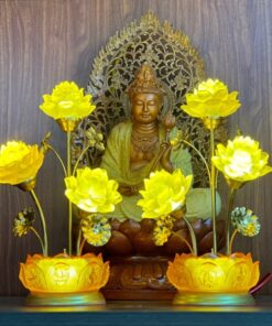 Đèn Thờ Hoa Sen 3 Lưu Ly Bông Đài Sen