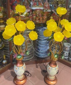 Đèn Thờ Hoa Sen 9 Bông Lưu Ly Thân Sứ Đuôi Cá