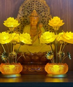 Đèn Thờ Hoa Sen 5 Bông Lưu Ly Đài Sen