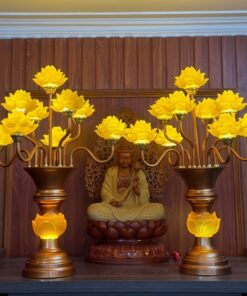 Đèn Thờ Hoa Sen 9 Bông Lưu Ly Thân Hoa Sen