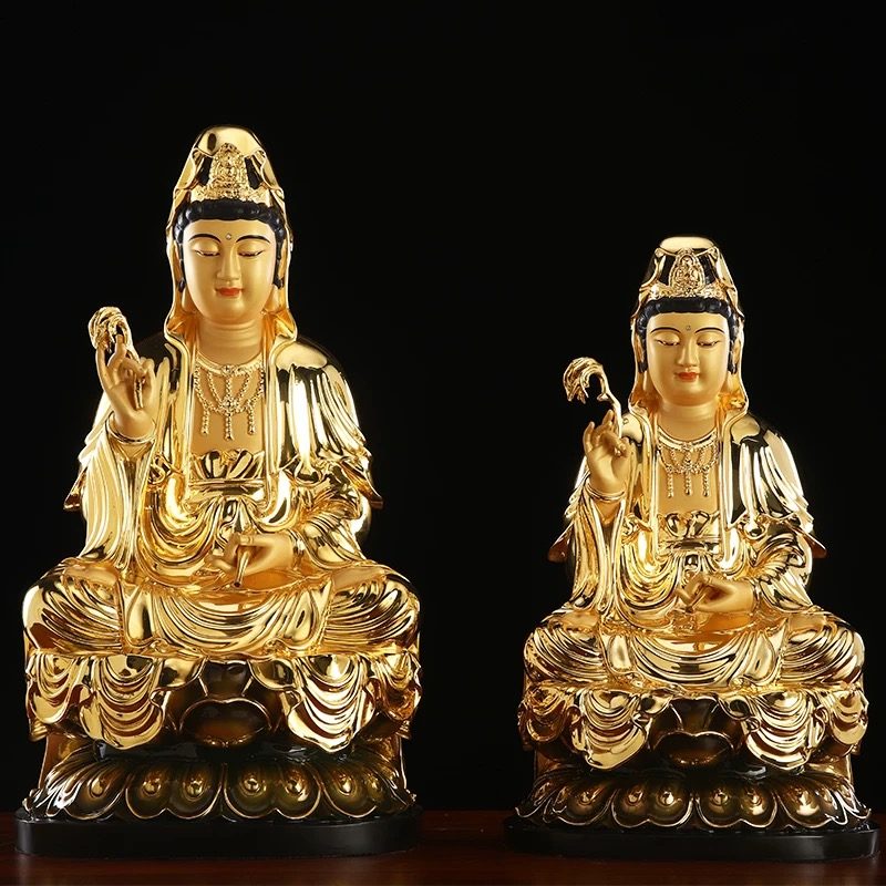 Tượng Phật Quan Âm Ngồi Bệ Sen Vàng