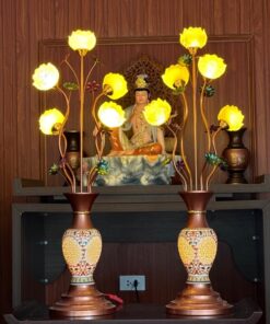 Đèn Thờ Hoa Sen 5 Bông Lưu Ly Thân Sứ Đuôi Cá