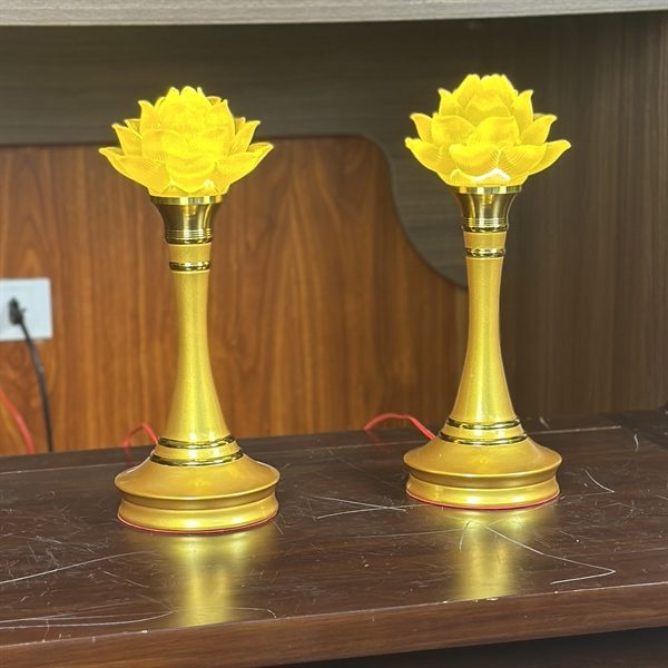 Đèn Thờ Hoa Sen 1 Bông Lưu Ly Thân Hợp Kim