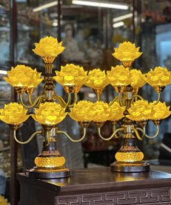 Đèn Thờ Hoa Sen 9 Bông Lưu Ly Diệu Tâm