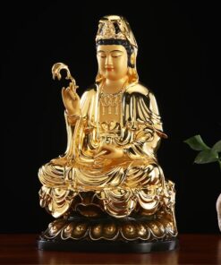 Tượng Phật Quan Âm Ngồi Bệ Sen Vàng