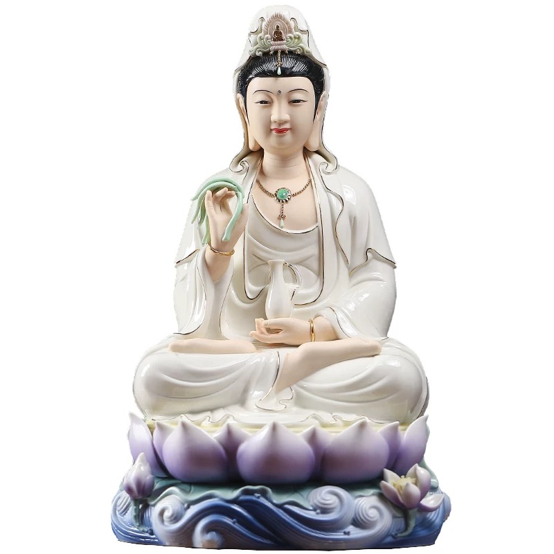Tượng Quan Âm Ngồi Đài Sen Sứ Đức Hóa