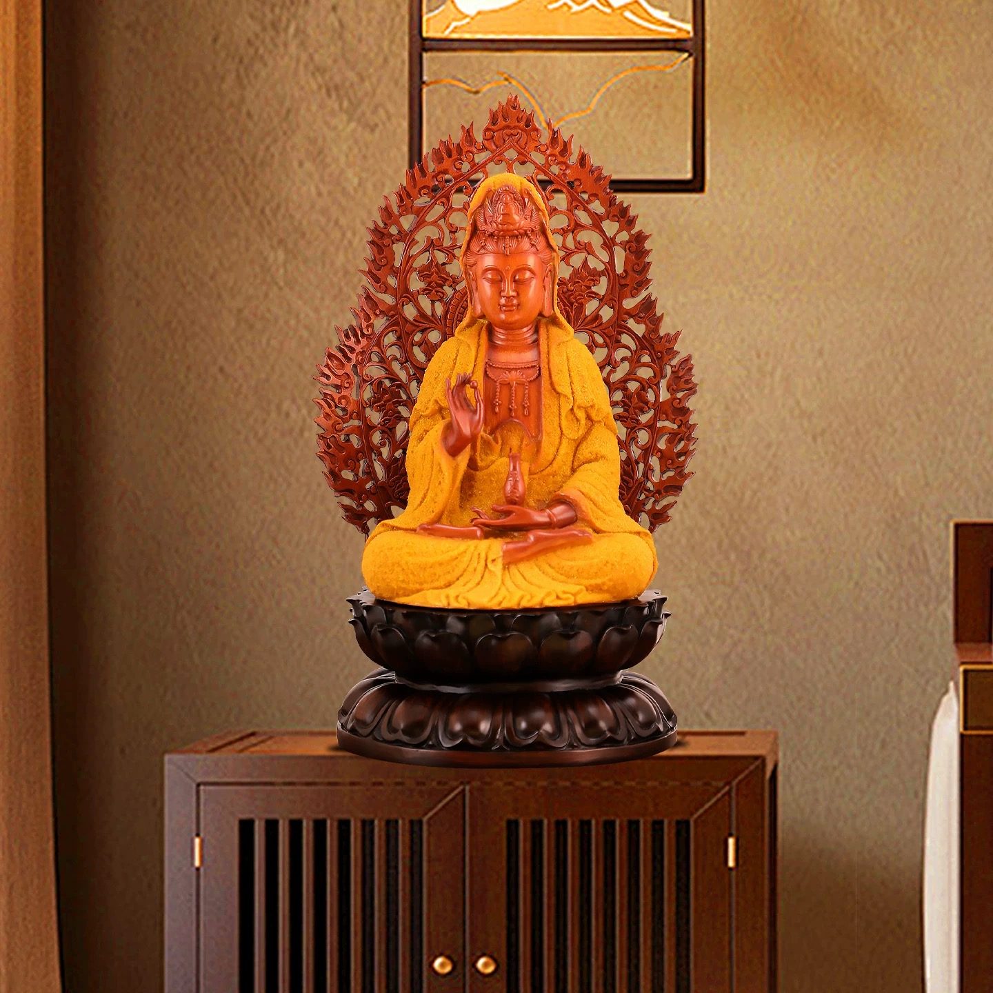 Tượng Phật Bà Quan Âm Gỗ Dát Kim