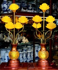Đèn Thờ 5 Bông Hoa Sen Lưu Ly Thân Ngọc Khuỳnh