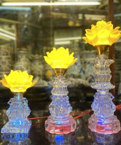 Đèn Thờ Hoa Sen 1 Bông Lưu Ly Thân Pha Lê
