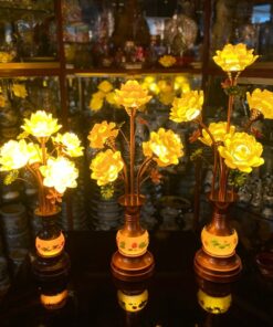 Đèn Thờ Hoa Sen 5 Bông Lưu Ly Thân Ngọc