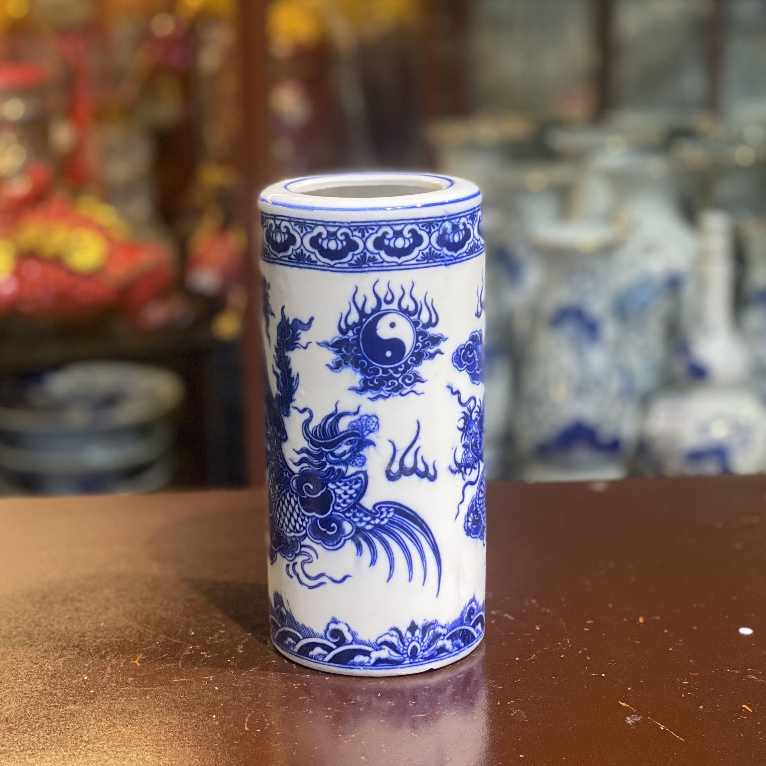Ống Hương Rồng Men Trắng