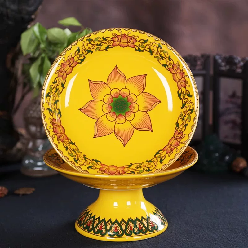 Mâm Bồng Sứ Gấm Vàng
