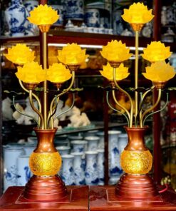 Đèn Thờ 5 Bông Hoa Sen Lưu Ly Thân Ngọc Khuỳnh