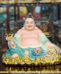 Di Lặc Bột Đá Áo Gấm Xanh