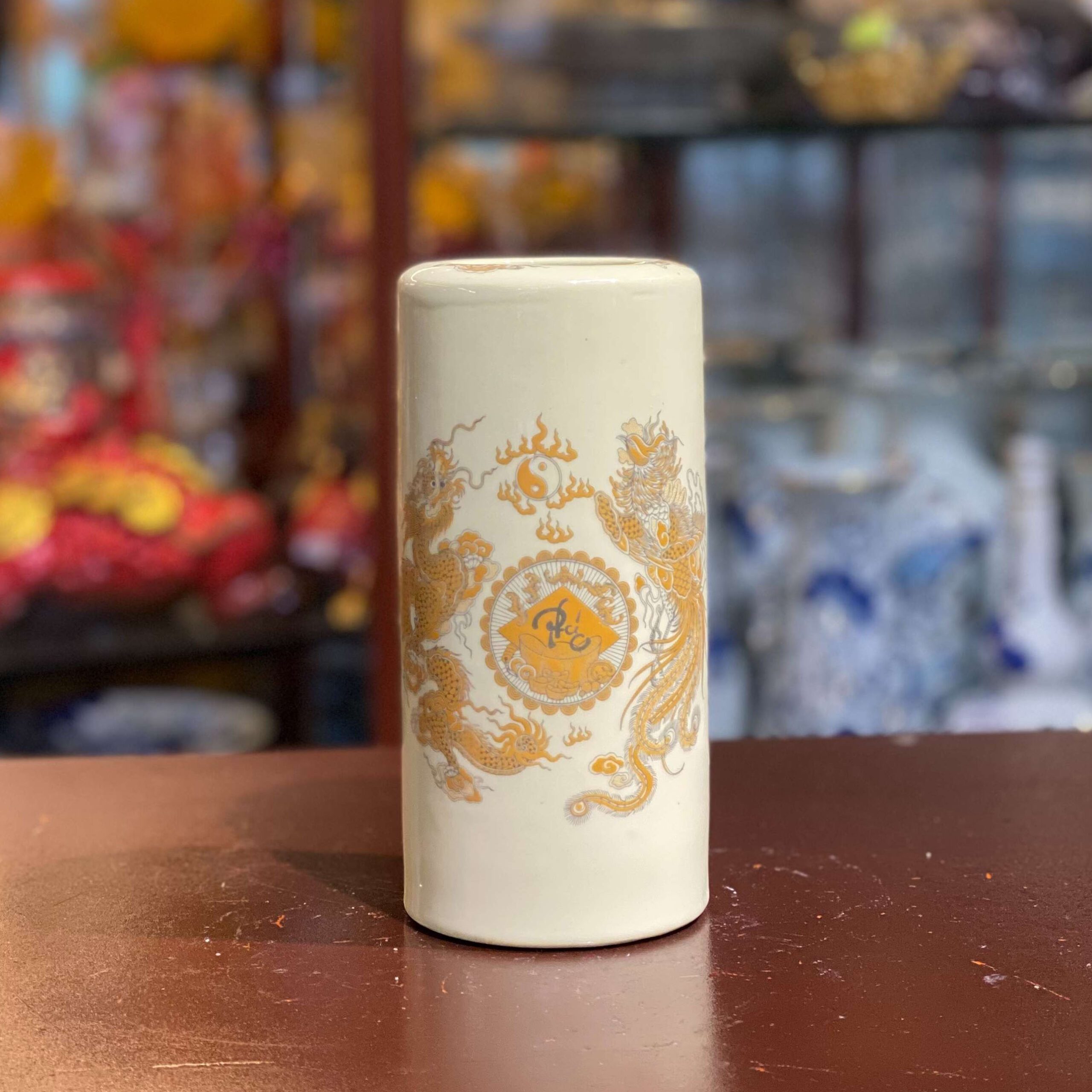 Ống Hương Men Vàng Ngà