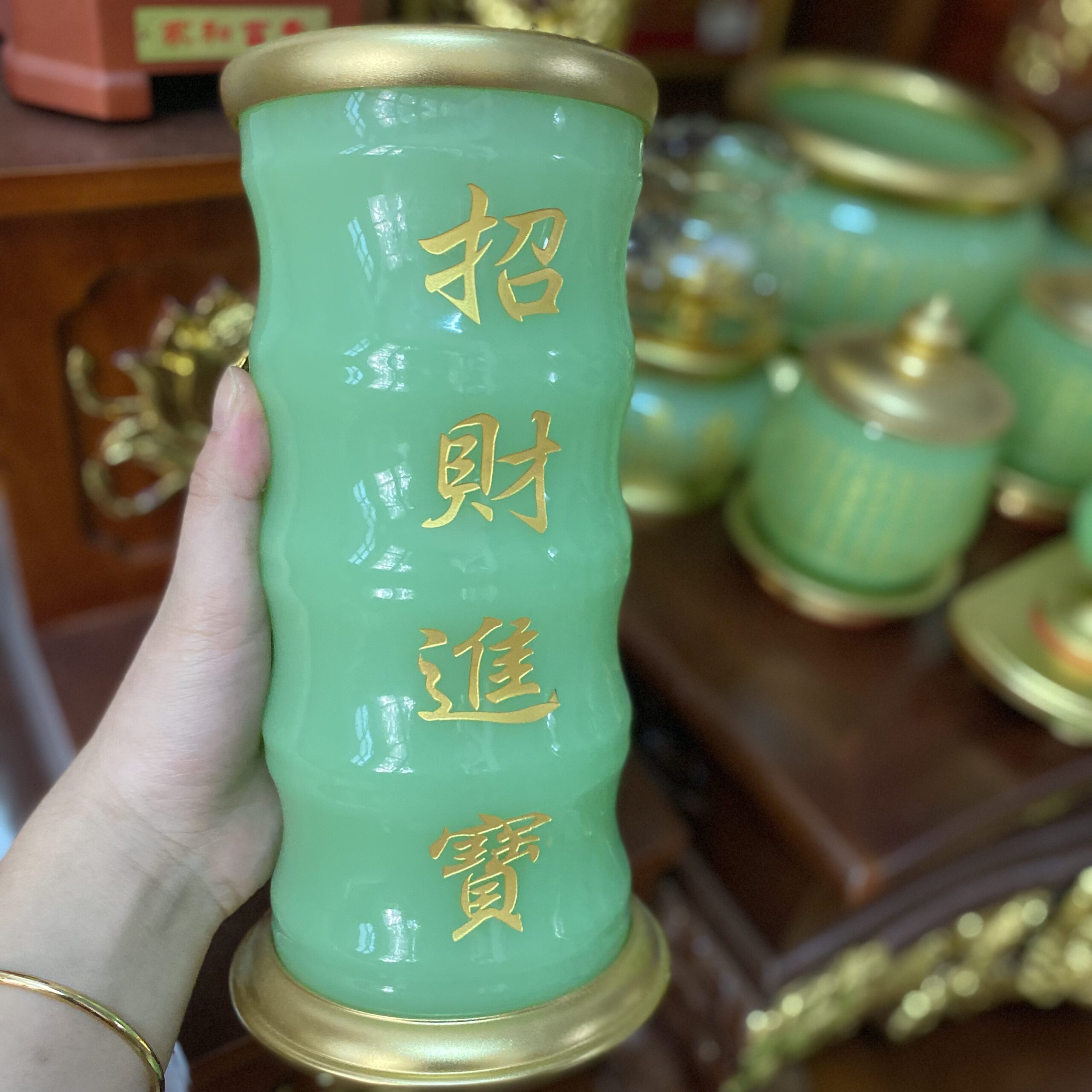 Ống Hương Lưu Ly Xanh Bọc Đồng